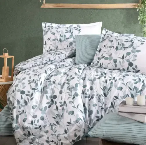 Clasy Ranforce Double Bed Cover Set Putto V1 Mint - NEVRESIMDUNYASI (1)