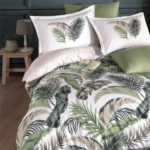 Clasy Ranforce Double Bed Duvet Cover Set Hena v2 Green - 3