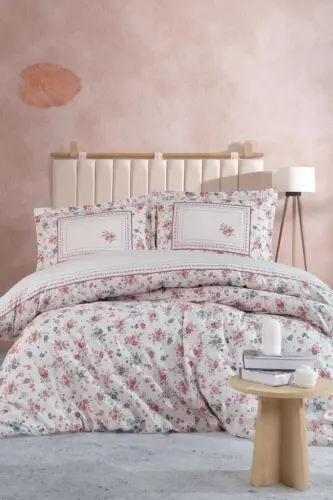 Clasy Ranforce Double Bed Duvet Cover Set Visam V1 Terracotta - NEVRESIMDUNYASI (1)