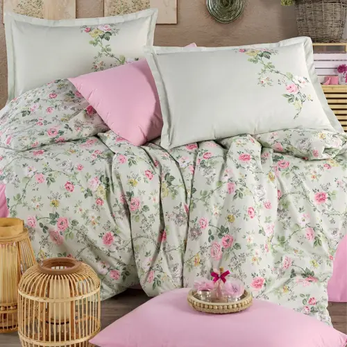 Clasy Ranforce Double Bed Linen Set Elara V1 Sage - 3