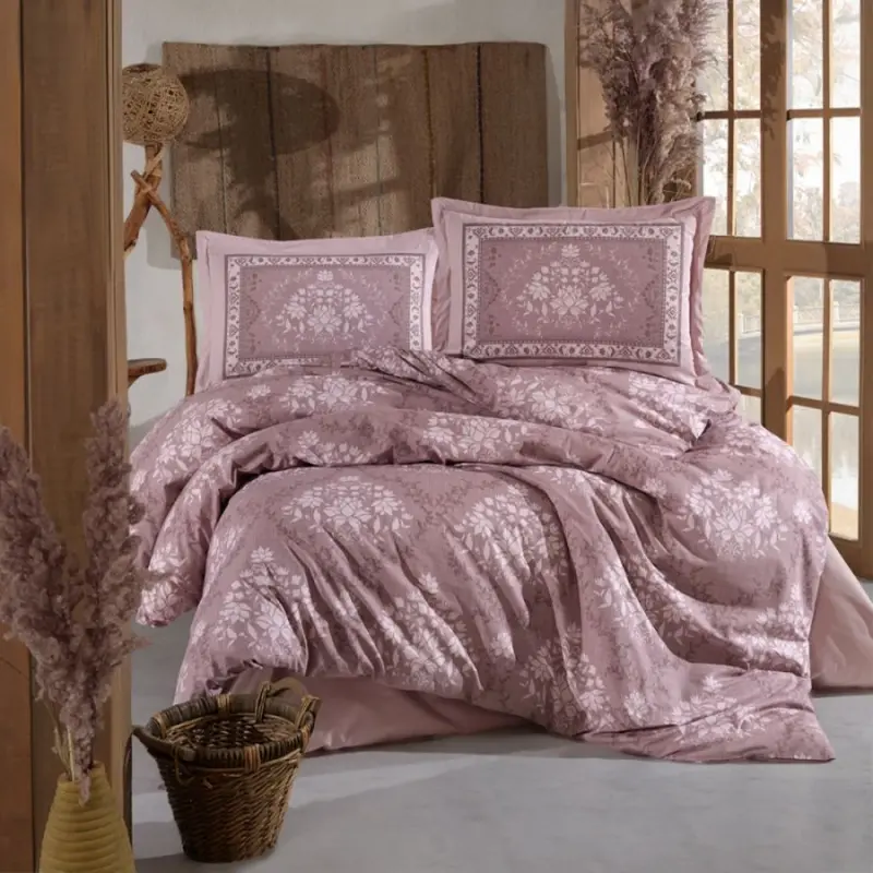 Clasy Ranforce Double Bed Linen Set Zahara V1 - NEVRESIMDUNYASI