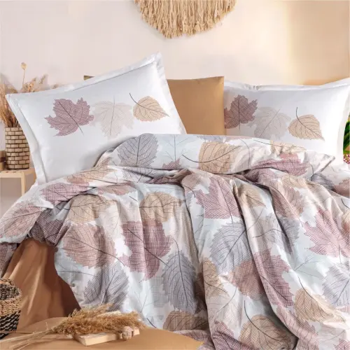 Clasy Ranforce Double Duvet Cover Set Samba V1 Ginger - NEVRESIMDUNYASI (1)