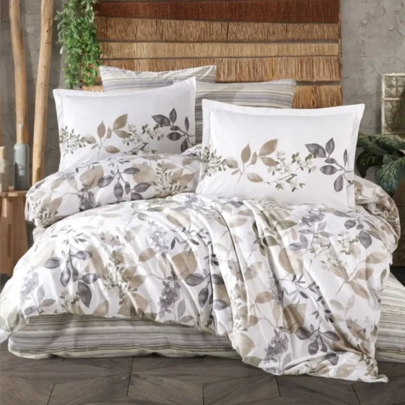 Clasy Ranforce Duvet Cover Set Double Size Azura V1 Beige - NEVRESIMDUNYASI