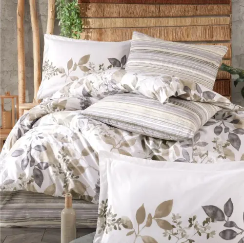 Clasy Ranforce Duvet Cover Set Double Size Azura V1 Beige - NEVRESIMDUNYASI (1)