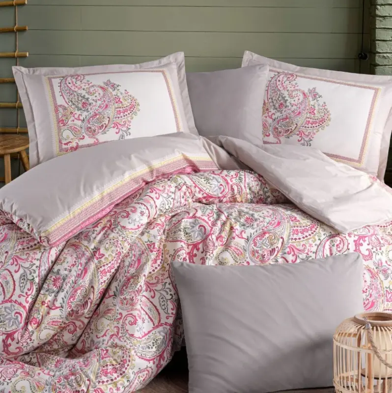 Clasy Ranforce Duvet Cover Set Double Size Luga V1 Pink - 3