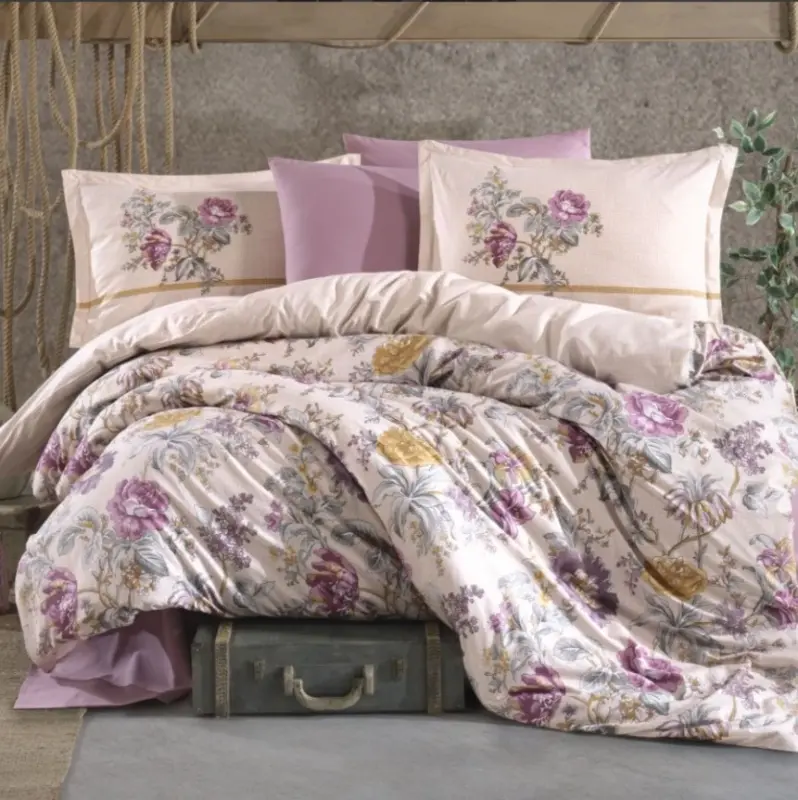 Clasy Ranforce Duvet Cover Set Double Size Mirante V1 Pink - 1