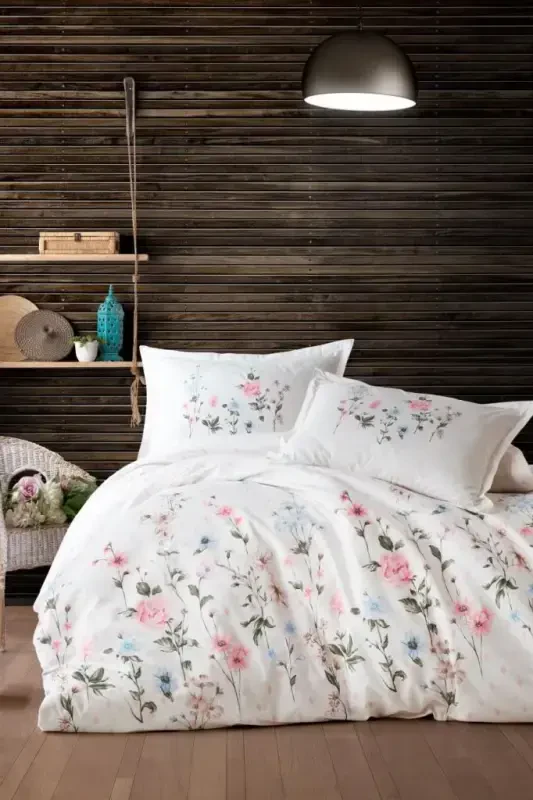 Clasy Ranforce Duvet Cover Set Double Size Palitra v1 Powder - NEVRESIMDUNYASI