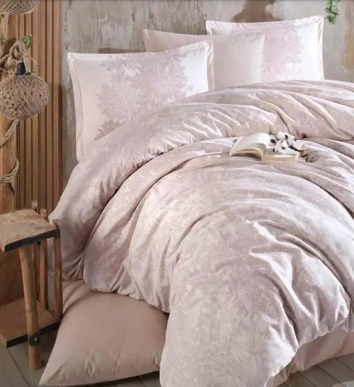 Clasy Ranforce Duvet Cover Set Double Size Ramina V1 Beige - NEVRESIMDUNYASI