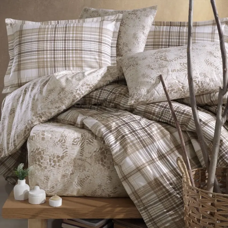 Clasy Ranforce Duvet Cover Set Double Size Ravel V1 Beige - 2