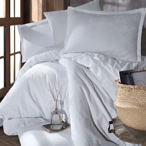 Clasy Ranforce Duvet Cover Set Double Size Velvet V1 White - 3