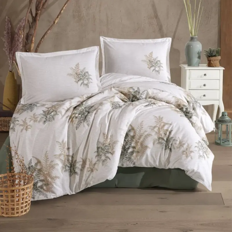 Clasy Ranforce Duvet Cover Set Double Size Virale V1 Green - NEVRESIMDUNYASI