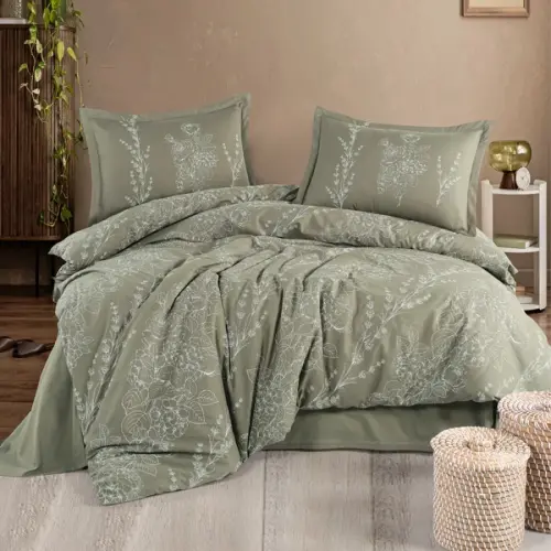 Clasy Ranforce Duvet Cover Set Double Vinya V1 Green - 1
