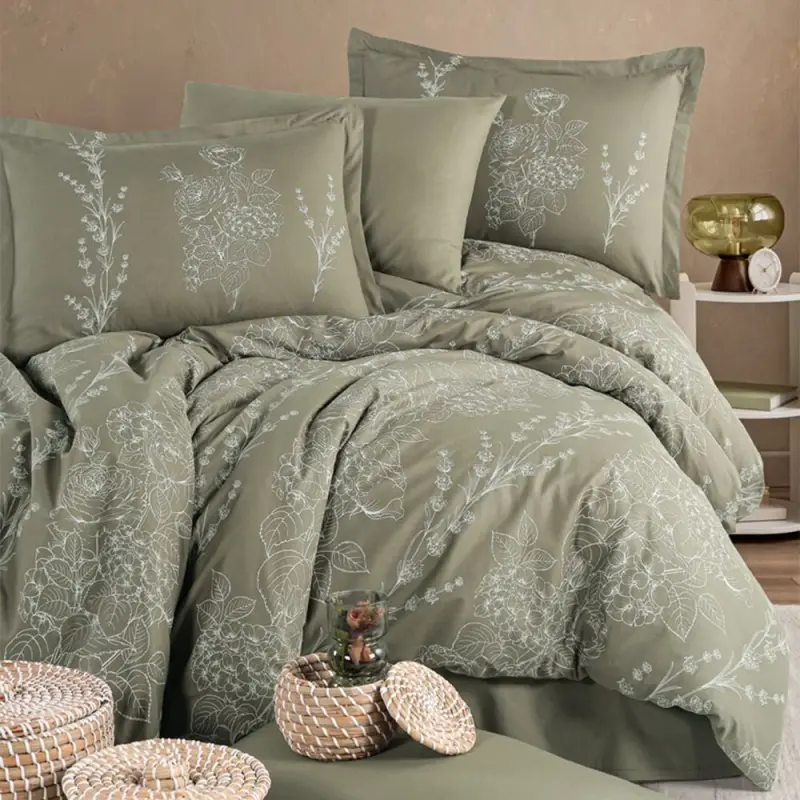 Clasy Ranforce Duvet Cover Set Double Vinya V1 Green - 3