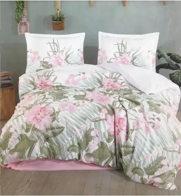 Clasy Ranforce Nevresim Takımı Çift Kişilik Forest V1 Pembe - NEVRESIMDUNYASI