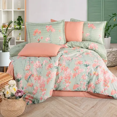 Clasy Ranforce Nevresim Takımı Çift Kişilik Nivora Pudra - NEVRESIMDUNYASI (1)