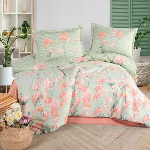 Clasy Ranforce Nevresim Takımı Çift Kişilik Nivora Pudra - 1