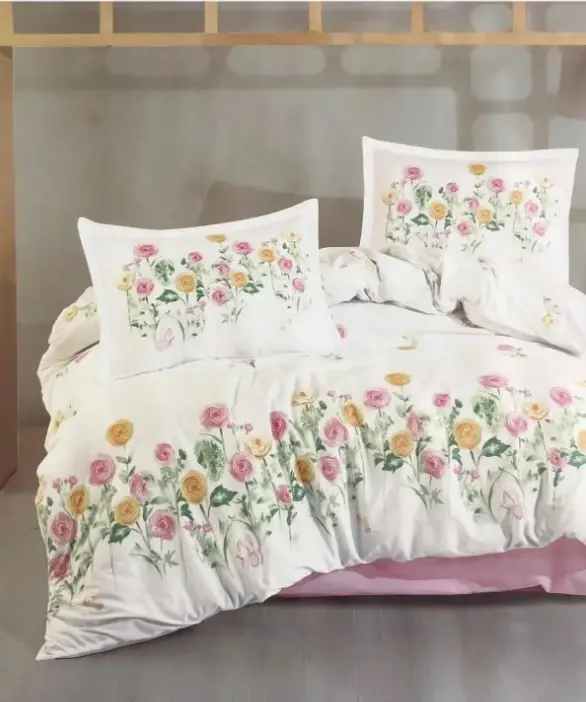 Clasy Ranforce Nevresim Takımı Çift Kişilik Roselin V1 Pembe - NEVRESIMDUNYASI