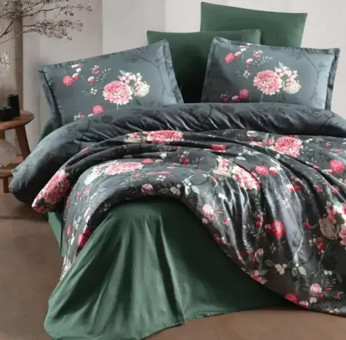 Clasy Saten Çift Kişilik Nevresim Takımı Alfon V1 Kahve - 1