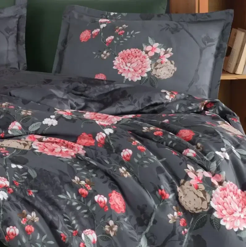 Clasy Saten Çift Kişilik Nevresim Takımı Alfon V1 Kahve - 2