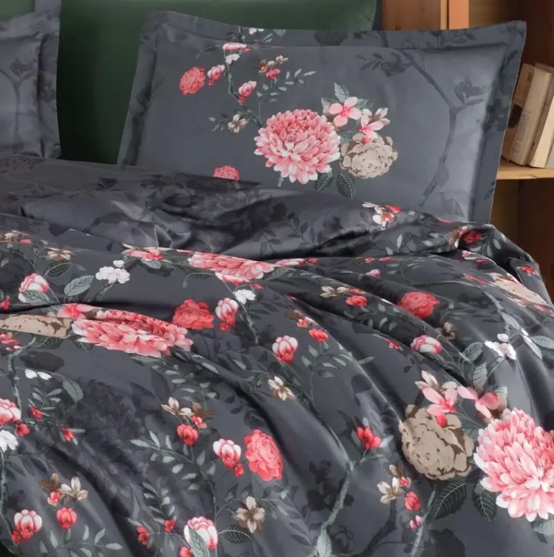 Clasy Satin Double Bed Duvet Cover Set Alfon V1 Coffee - 2