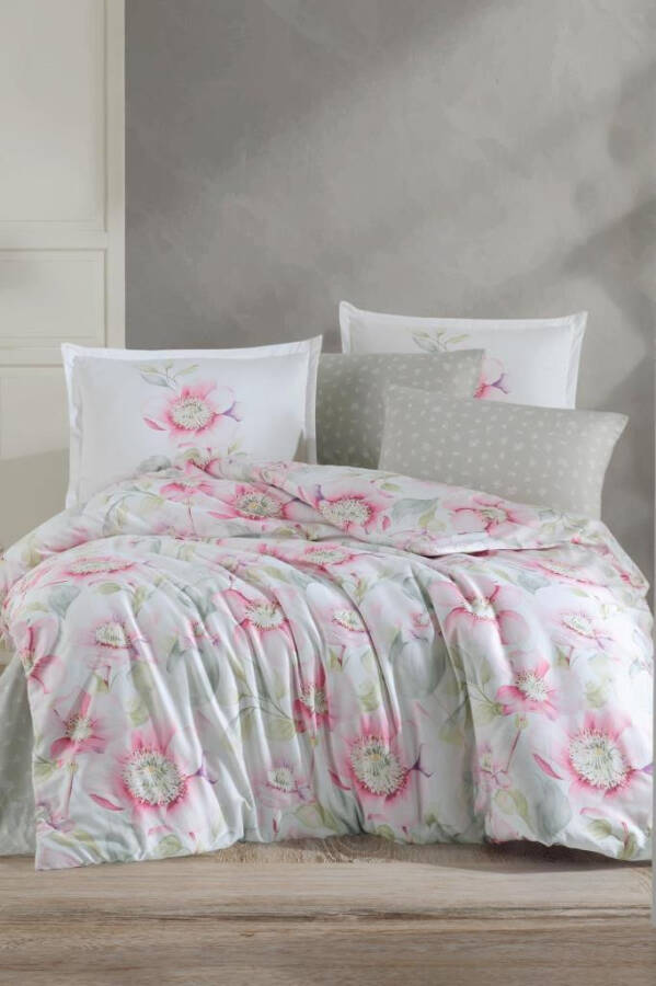 Clasy Satin Double Bed Duvet Cover Set Pataya V1 Pink - 1