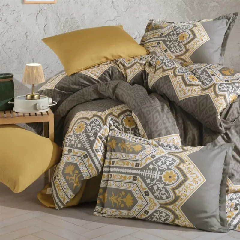 Clasy Satin Double Bed Linen Set Adal Haki - 2