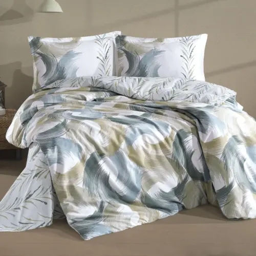 Clasy Single Size Ranforce Duvet Cover Set Estliva V1 Green - 1