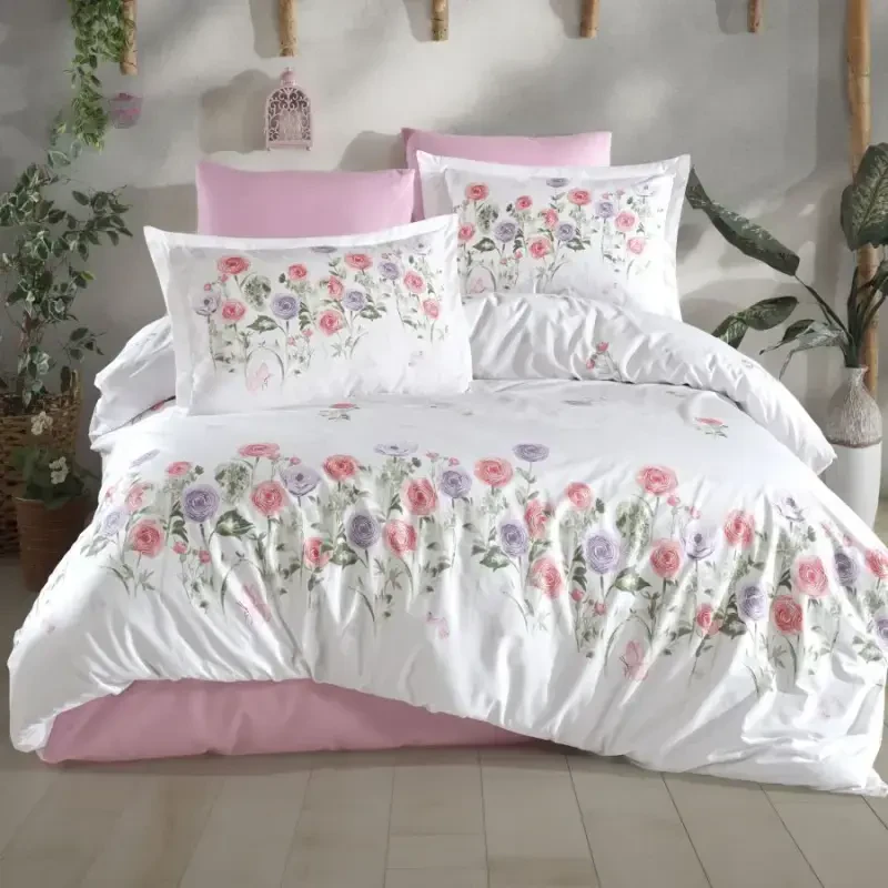 Clasy Single Size Ranforce Duvet Cover Set Helenka V1 - NEVRESIMDUNYASI