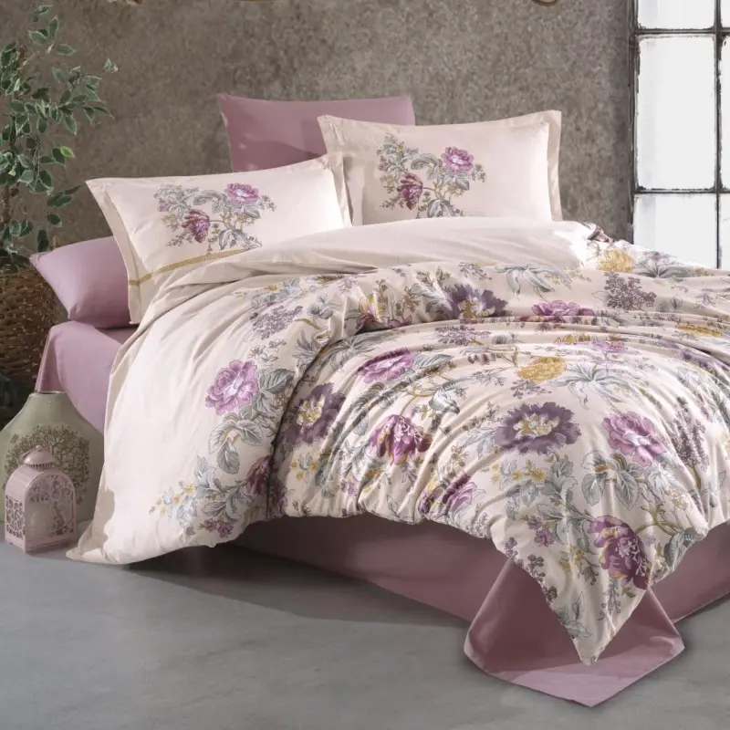 Clasy Single Size Ranforce Duvet Cover Set Mirante V1 Pink - 3