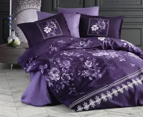 Clasy Single Size Satin Duvet Cover Set Catalina V2 Purple - NEVRESIMDUNYASI