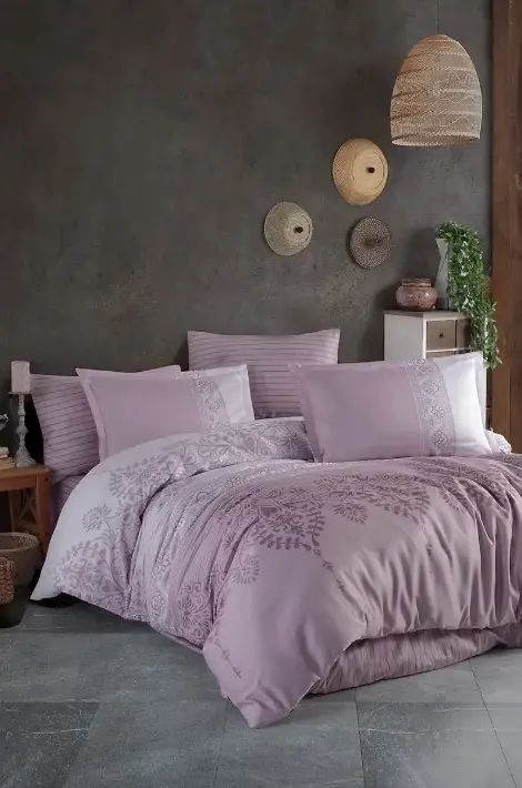 Clasy Single Size Satin Duvet Cover Set Lalin V2 Purple - NEVRESIMDUNYASI