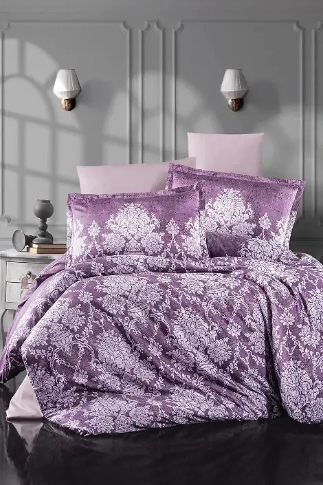 Clasy Single Size Satin Duvet Cover Set Veroka V2 Purple - 1