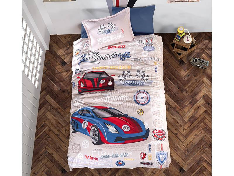 Clasy Single Young Ranforce Duvet Set Garage - 2