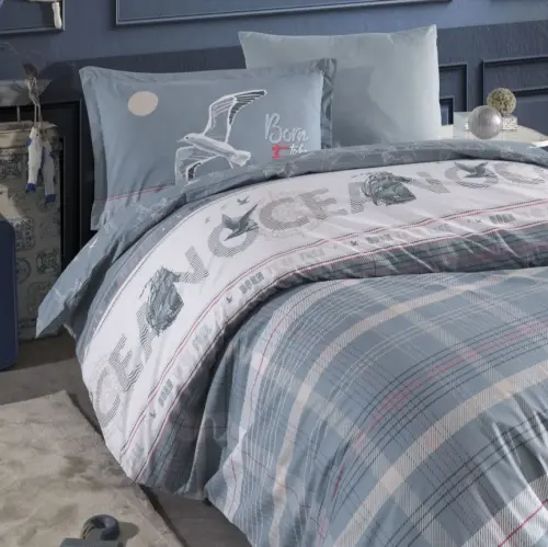 Clasy Single Youth Ranforce Duvet Cover Set Ocean - NEVRESIMDUNYASI (1)