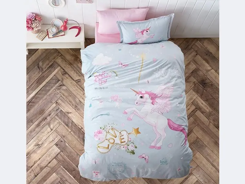 Clasy Single Youth Ranforce Duvet Cover Set Pegasus - NEVRESIMDUNYASI