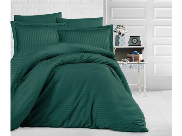 Clasy Striped Single Satin Duvet Set Petrol - 1