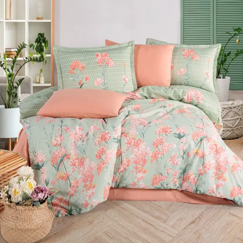 Clasy Tek Kişilik Ranforce Nevresim Takımı Nivora V1 Pudra - 2