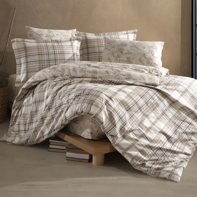 Clasy Tek Kişilik Ranforce Nevresim Takımı Ravel V1 Bej - NEVRESIMDUNYASI