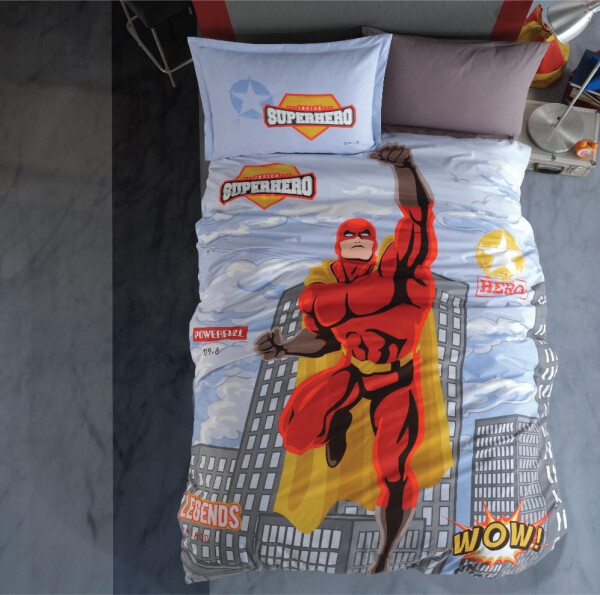 Clasy Young Ranforce Single Bed Linen Set Super Hero - 3