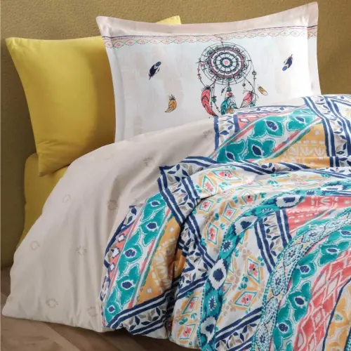 Clasy Youth Ranforce Single Bed Linen Set Boho v1 Beige - 2