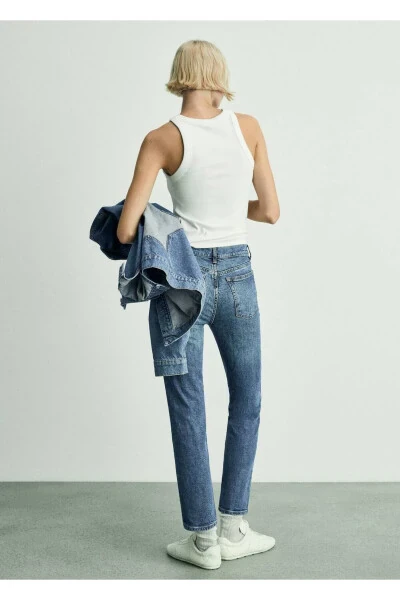 Claudia dar kesim crop jean pantolon - 4