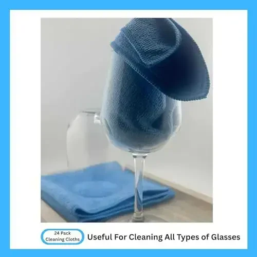 Cleanex Microfiber Cleaning Cloth for Kitchen & households, Towels for Cars. (300gsm) (Pack of 24 Blue) - 2