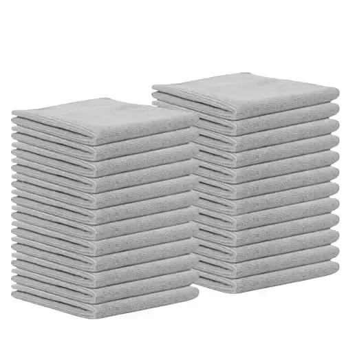 Cleanex Microfiber Cleaning Cloth for Kitchen & households, Towels for Cars. (300gsm) (Pack of 24 Gray) - CLEANEX