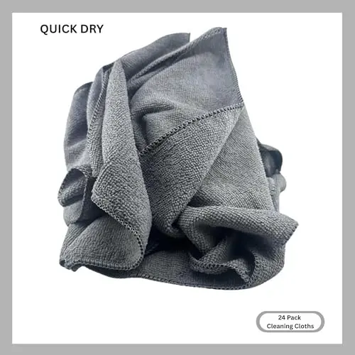 Cleanex Mikrofiber Mutfak ve Ev Temizlik Bezi, Araba Havlusu. (300gsm) (24'lü Paket Gri) - 5