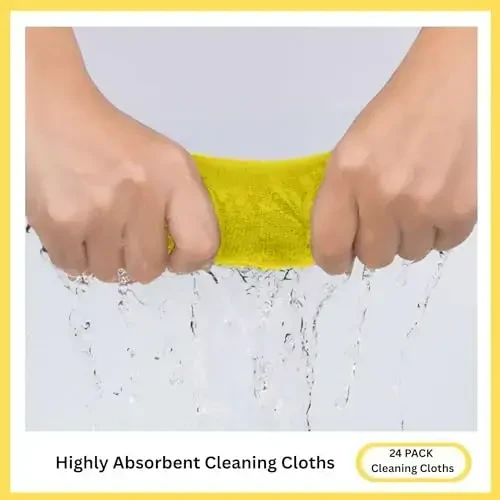 Cleanex Microfiber Cleaning Cloth for Kitchen & households, Towels for Cars. (300gsm) (Pack of 24 Yellow) - 3