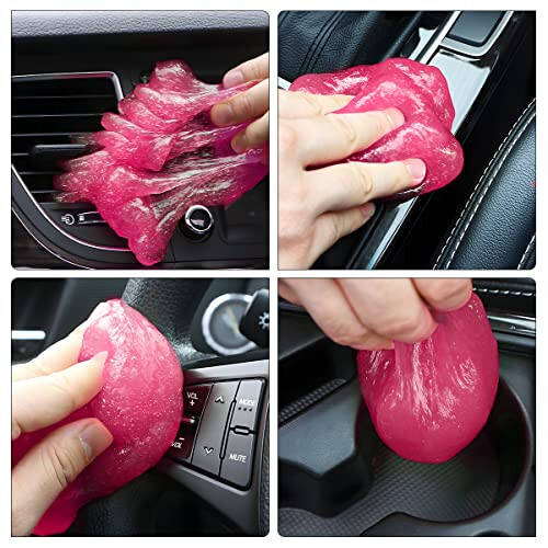 Cleaning Gel for Car, Auto Detailing Slime Mud, Putty Cleaner Dust Removal, Vehicle Interior Soft Glue Cleaning Tools Kit, Car Accessories for Cleaning Air Vents, Keyboard, PC, Laptops (Pink) - 5