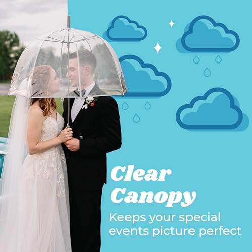 Clear Bubble Umbrella with Dome Canopy, Lightweight Design, Wind and Rain Protection, Adults - 3