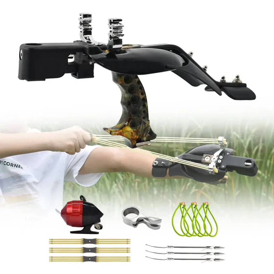 Clianle Adult Hunting Shooting Slingshot with Fishing Reel for Fish Shooting Slingshot - 1