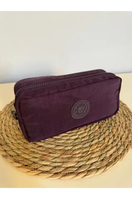 Clinker Water Resistant Clinker Fabric Washable Two Compartment Pencil Case Pen Box Wallet Type-purple - 1