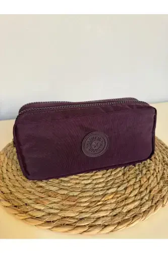 Clinker Water Resistant Clinker Fabric Washable Two Compartment Pencil Case Pen Box Wallet Type-purple - Modazone (1)